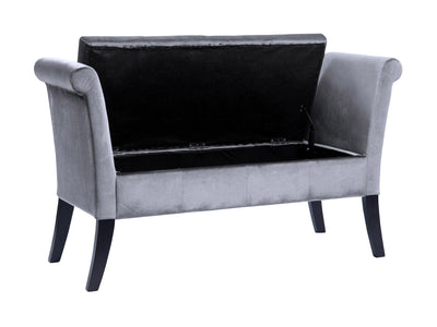 silver Velvet Bench with Arms Antonio Collection product image by CorLiving#color_antonio-silver