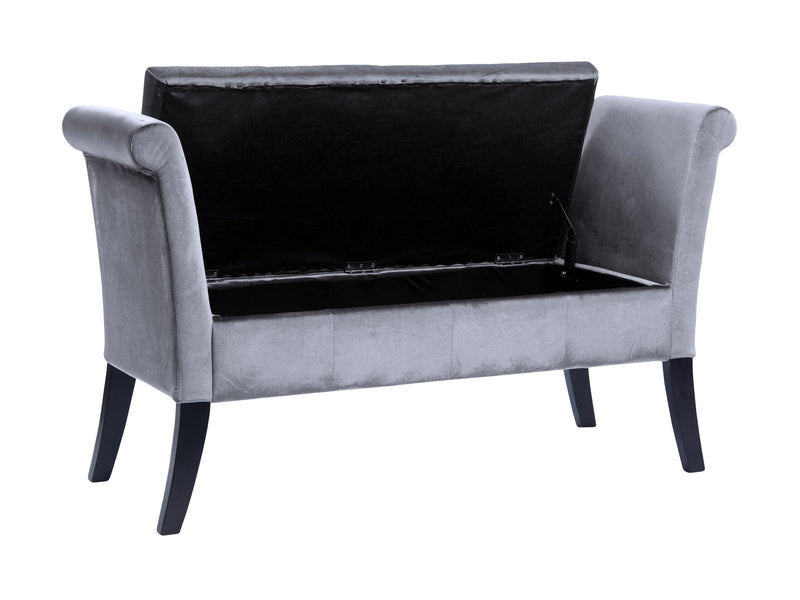 silver Velvet Bench with Arms Antonio Collection product image by CorLiving
