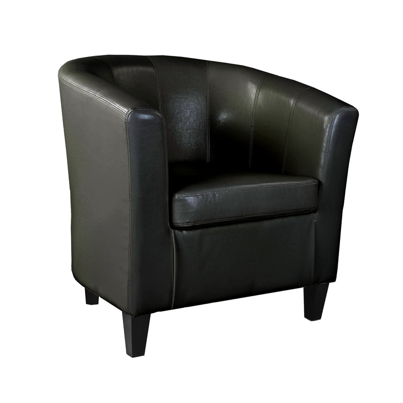 black Leather Barrel Chair Antonio Collection product image by CorLiving