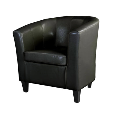 black Leather Barrel Chair Antonio Collection product image by CorLiving#color_black