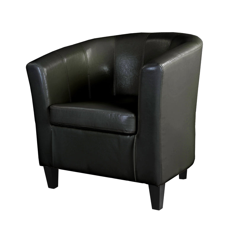black Leather Barrel Chair Antonio Collection product image by CorLiving