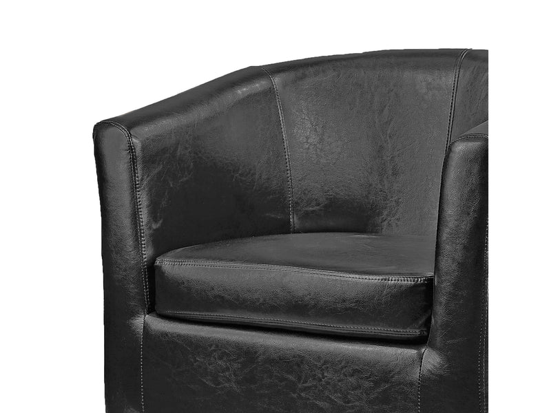 black Leather Barrel Chair Sasha Collection detail image by CorLiving