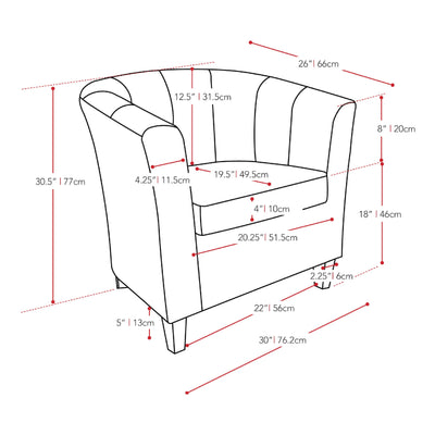 cream Leather Barrel Chair Antonio Collection measurements diagram by CorLiving#color_cream