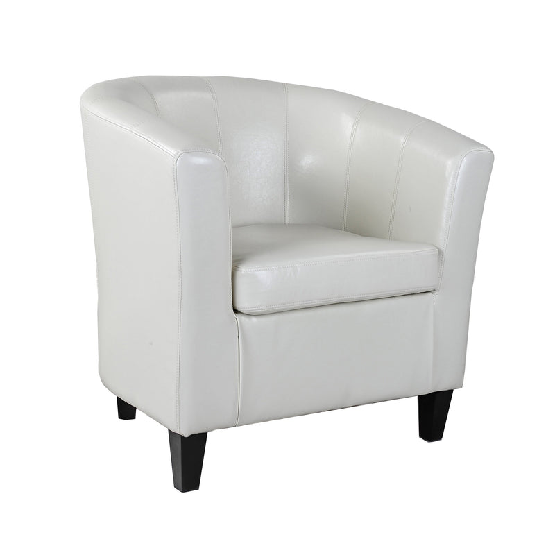cream Leather Barrel Chair Antonio Collection product image by CorLiving