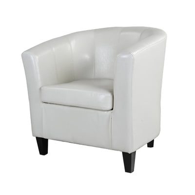 cream Leather Barrel Chair Antonio Collection product image by CorLiving#color_cream