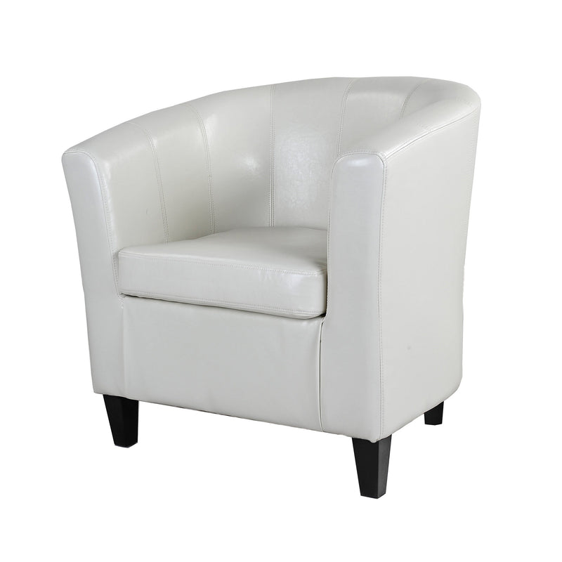 cream Leather Barrel Chair Antonio Collection product image by CorLiving