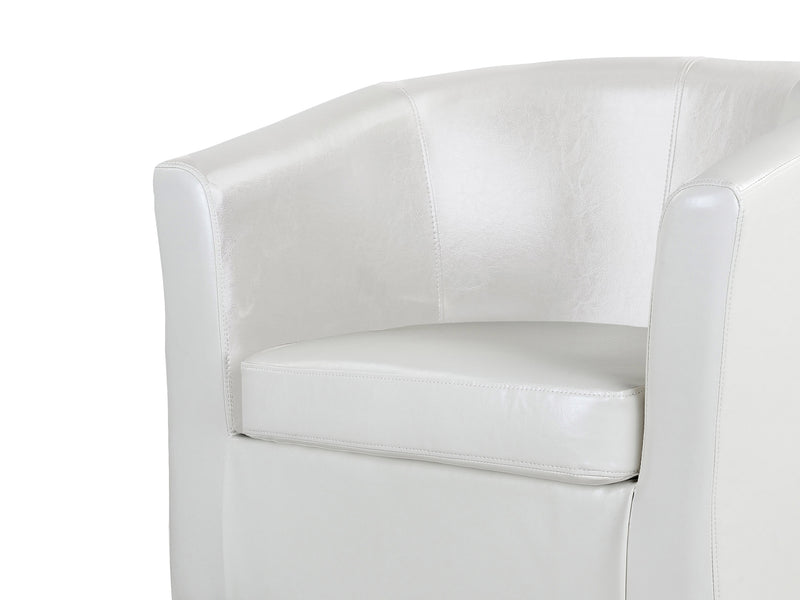 white Leather Barrel Chair Sasha Collection detail image by CorLiving