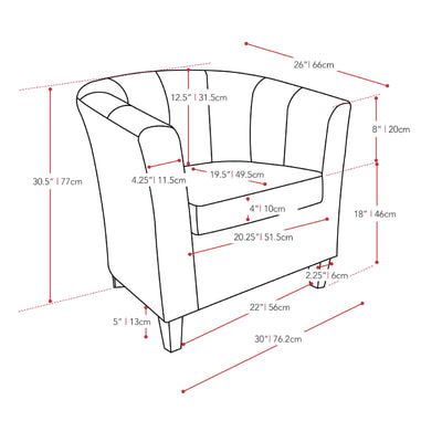 brown Leather Barrel Chair Antonio Collection measurements diagram by CorLiving#color_brown