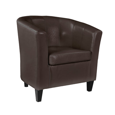 brown Leather Barrel Chair Antonio Collection product image by CorLiving#color_brown