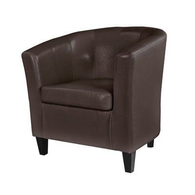 brown Leather Barrel Chair Antonio Collection product image by CorLiving#color_brown
