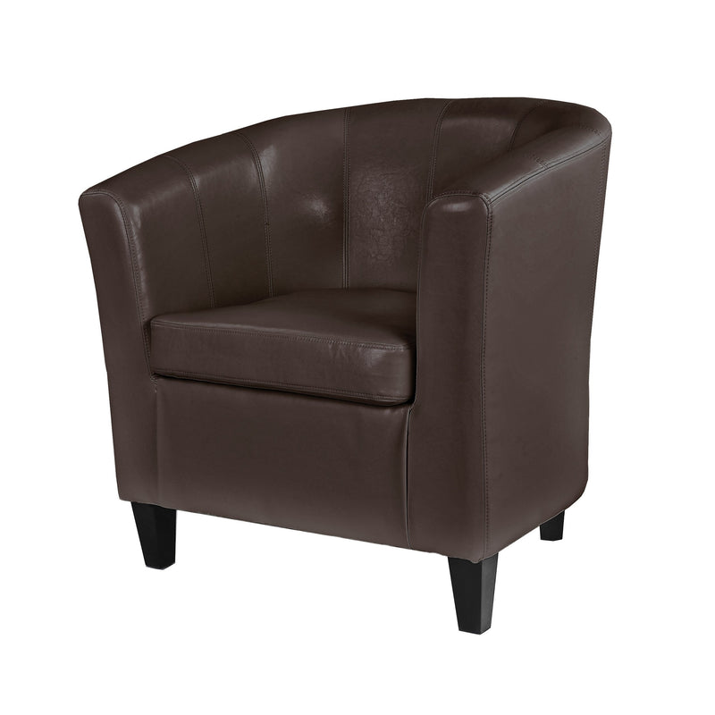 brown Leather Barrel Chair Antonio Collection product image by CorLiving