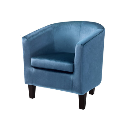 blue Velvet Barrel Chair Sasha Collection product image by CorLiving#color_blue-1