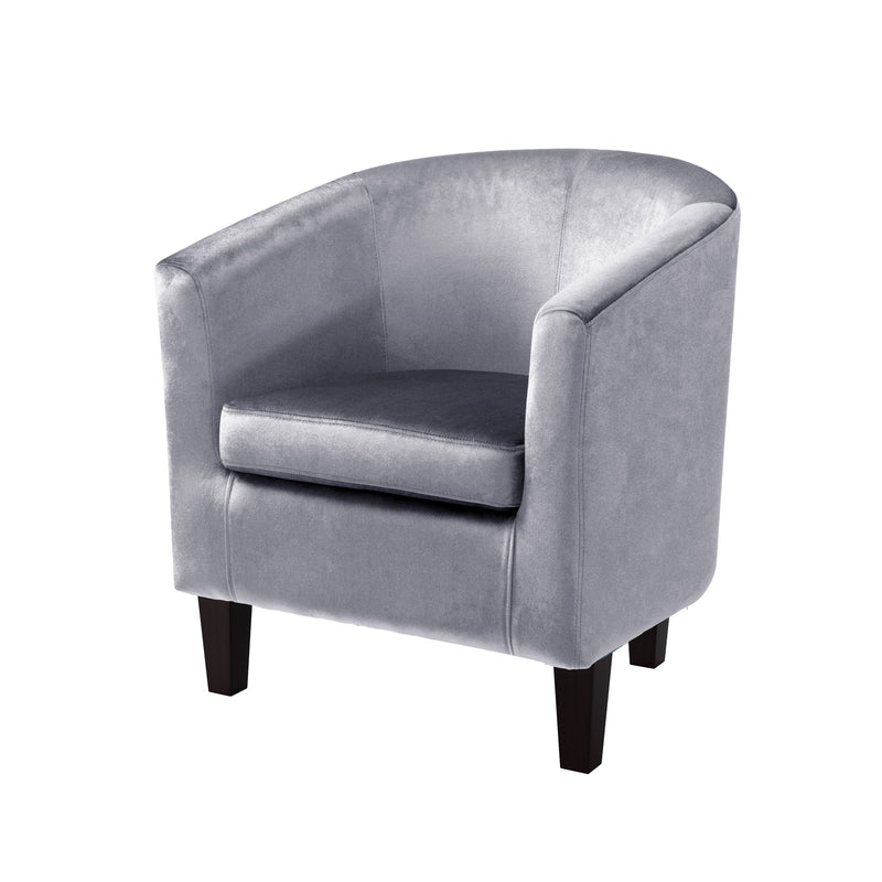 silver Velvet Barrel Chair Sasha Collection product image by CorLiving
