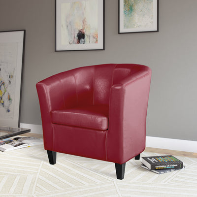 red 1 Leather Barrel Chair Antonio Collection lifestyle scene by CorLiving#color_red-1