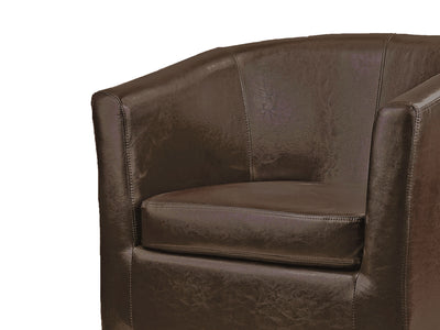 dark brown Leather Barrel Chair Sasha Collection detail image by CorLiving#color_sasha-dark-brown