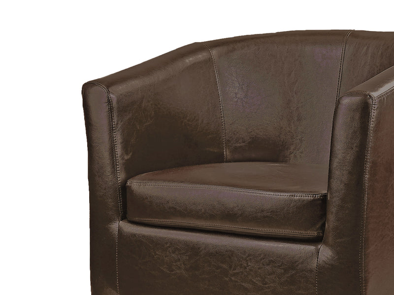 dark brown Leather Barrel Chair Sasha Collection detail image by CorLiving