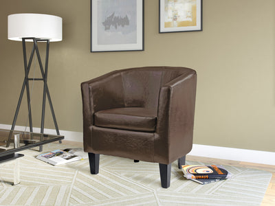 dark brown Leather Barrel Chair Sasha Collection lifestyle scene by CorLiving#color_sasha-dark-brown