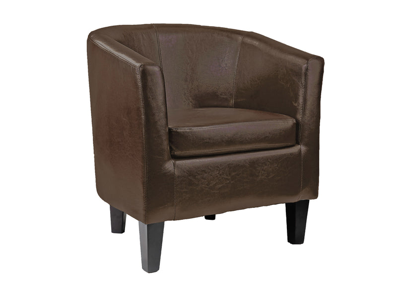 dark brown Leather Barrel Chair Sasha Collection product image by CorLiving