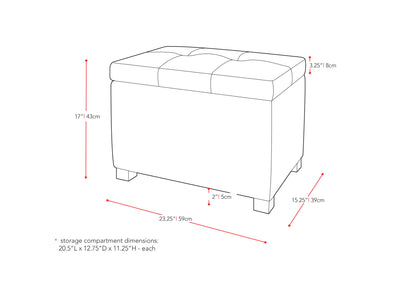 Black Ottoman Antonio Collection measurements diagram by CorLiving#color_antonio-black