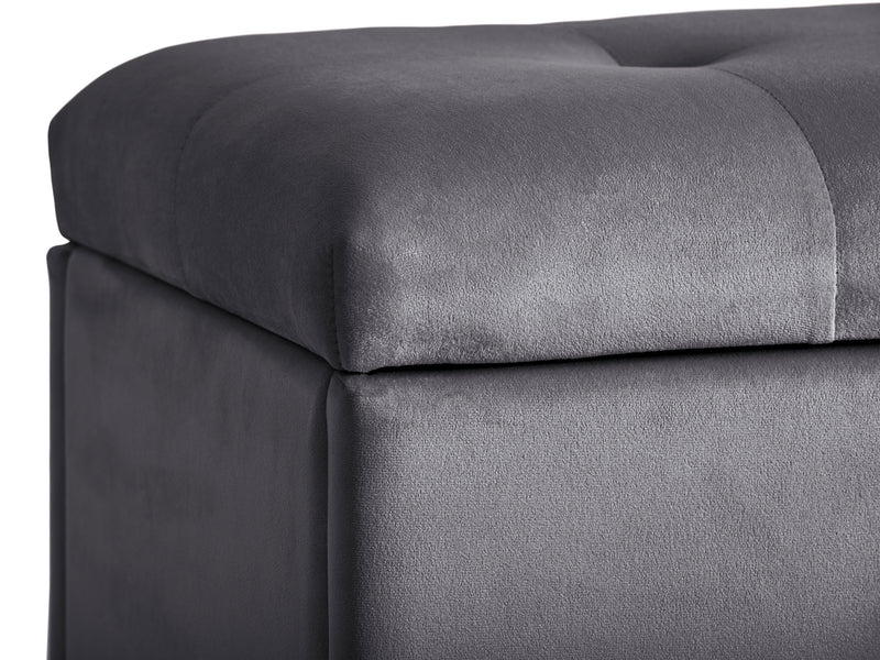 grey Velvet Ottoman with Storage Asha Collection detail image by CorLiving