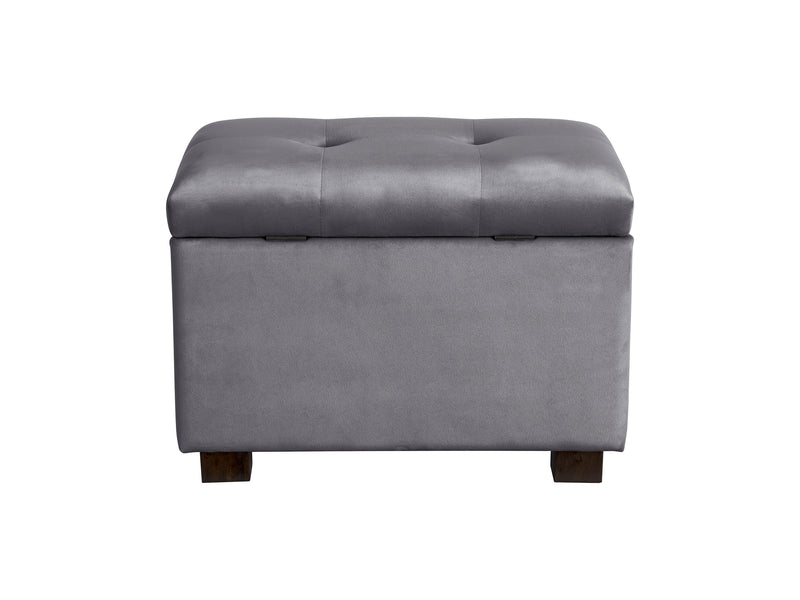 grey Velvet Ottoman with Storage Asha Collection product image by CorLiving