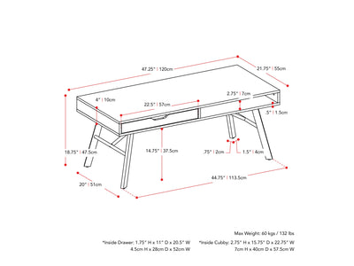 brown Rustic Wood Coffee Table Auston Collection measurements diagram by CorLiving#color_brown