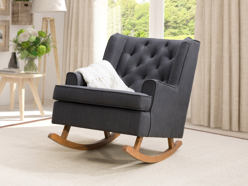 dark grey Modern Rocking Chair Freya Collection lifestyle scene by CorLiving