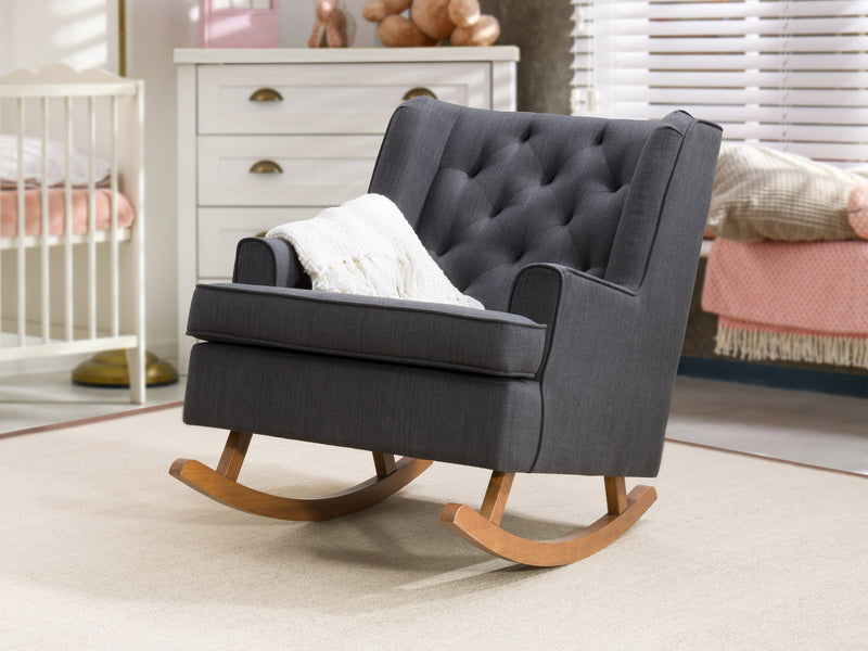 dark grey Modern Rocking Chair Freya Collection lifestyle scene by CorLiving