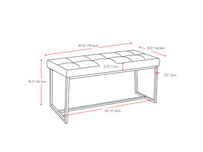 Black Entryway Bench Huntington Collection measurements diagram by CorLiving#color_huntington-black