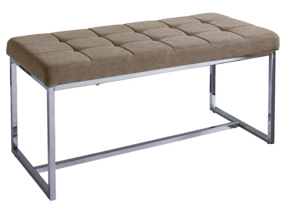 Modern wooden bench with sleek black metal legs, featuring a natural oak finish and smooth, minimalist design, perfect for contemporary living rooms or entryways.