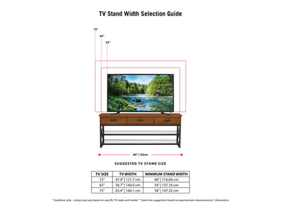 cherry brown TV Bench for TVs up to 75" Houston Collection infographic by CorLiving#color_cherry-brown