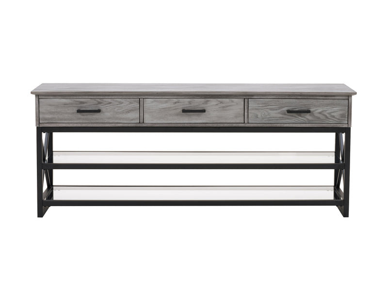 whitewash grey TV Bench for TVs up to 75" Houston Collection product image by CorLiving