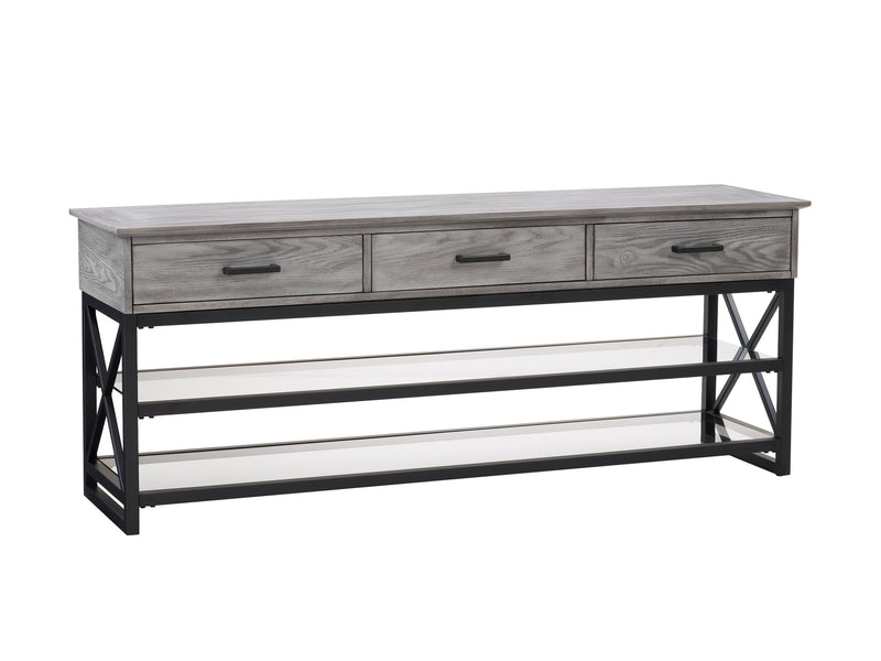 whitewash grey TV Bench for TVs up to 75" Houston Collection product image by CorLiving