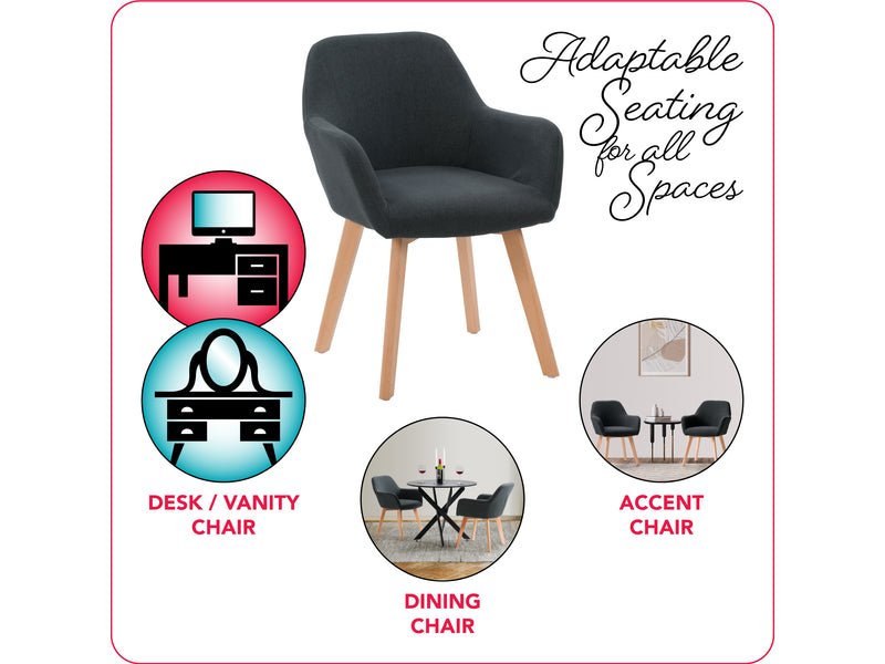 dark grey Dining Chairs, Set of 2 Aaliyah Collection infographic by CorLiving