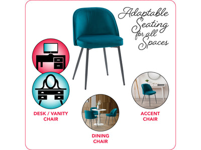 teal Velvet Side Chair Ayla Collection infographic by CorLiving#color_teal