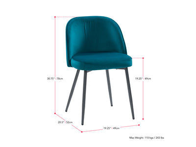 teal 4 Piece Bistro Dining Set Ivo Collection measurements diagram by CorLiving#color_ivo-teal