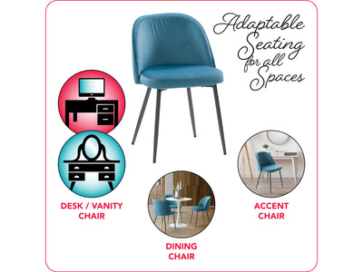 blue Velvet Side Chair Ayla Collection infographic by CorLiving#color_blue