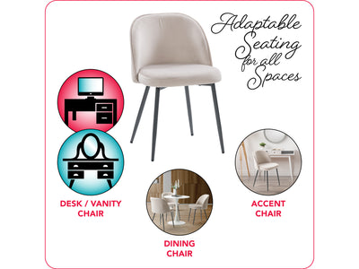 greige Velvet Side Chair Ayla Collection infographic by CorLiving#color_greige
