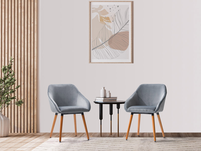 grey Velvet Dining Chairs, Set of 2 Alice Collection lifestyle scene by CorLiving