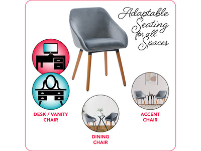 grey Velvet Dining Chairs, Set of 2 Alice Collection infographic by CorLiving#color_grey