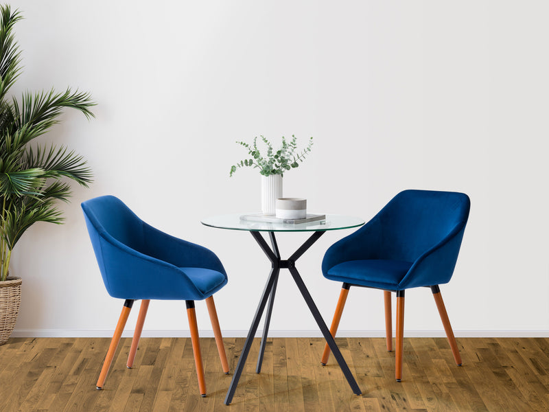navy blue Velvet Dining Chairs, Set of 2 Alice Collection lifestyle scene by CorLiving