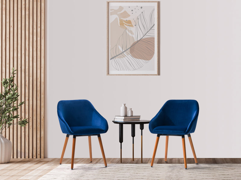 navy blue Velvet Dining Chairs, Set of 2 Alice Collection lifestyle scene by CorLiving