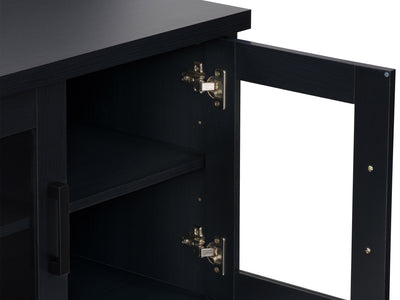 black TV Bench for TV's up to 95" Fremont Collection detail image by CorLiving#color_black
