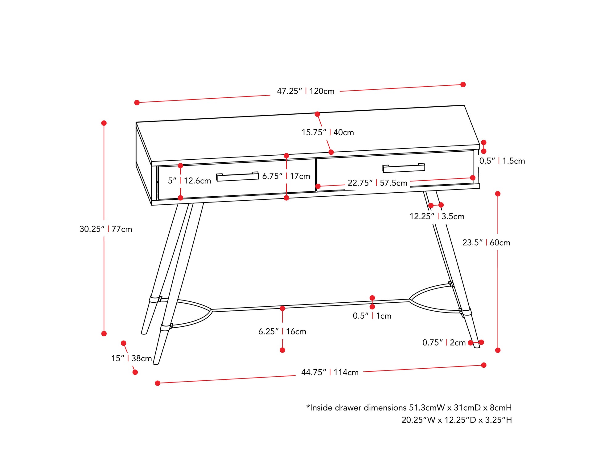 Modern wooden desk with sleek design, featuring a smooth oak finish, black metal legs, and a minimalist drawer for storage. Ideal for home office or workspace, blending contemporary style with functionality.