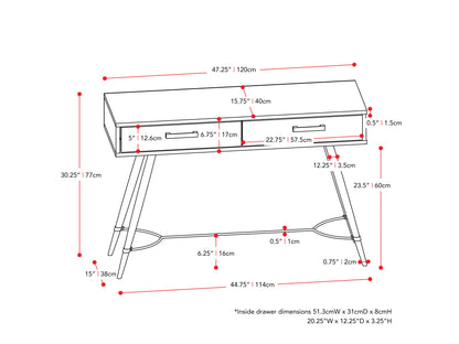 Modern wooden desk with sleek design, featuring a smooth oak finish, black metal legs, and a minimalist drawer for storage. Ideal for home office or workspace, blending contemporary style with functionality.