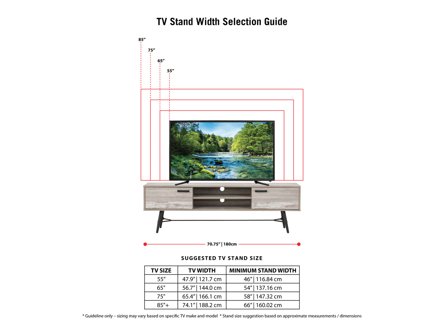 Modern TV stand with a sleek black frame, glass shelves, and wooden accents. Features cable management system and ample storage for media devices. Ideal for contemporary living rooms and entertainment spaces.