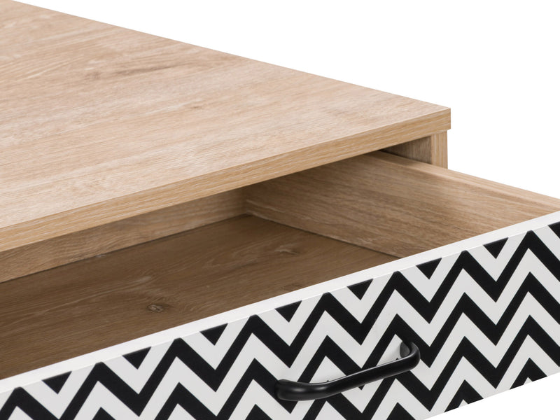 chevron pattern distressed light khaki Small Desk with Drawer Ellison Collection detail image by CorLiving