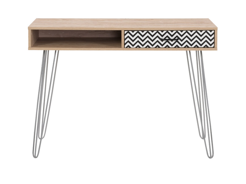 chevron pattern distressed light khaki Small Desk with Drawer Ellison Collection product image by CorLiving