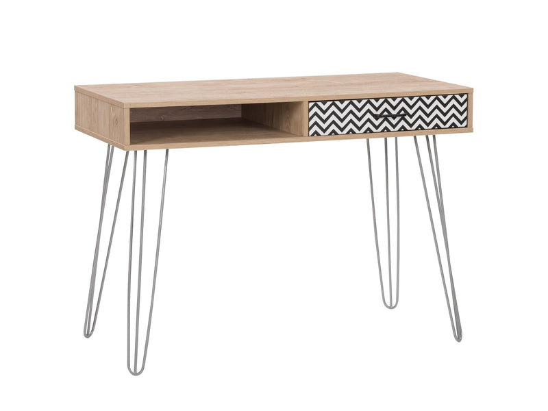chevron pattern distressed light khaki Small Desk with Drawer Ellison Collection product image by CorLiving