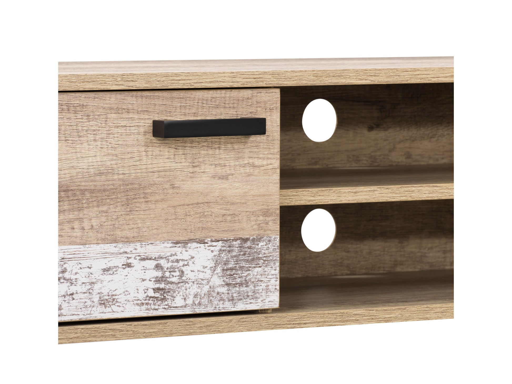 Mid-century modern TV stand for TVs up to 85 inches, featuring sleek walnut finish, tapered legs, and sliding cabinet doors with a minimalist design, perfect for stylish and functional living room storage.